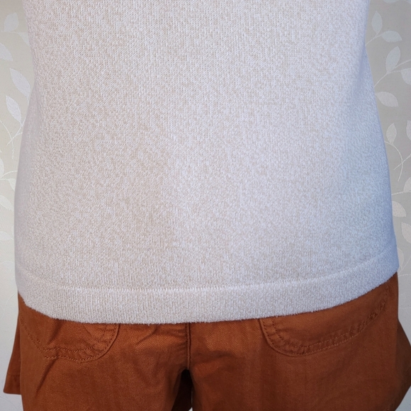 Vintage 90s Collared Knit Top Oatmeal Button-Up Scandi Cottage Style Van Heusen - Picture 10 of 12